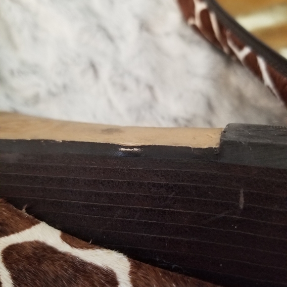 Michael Kors Beverly Demi Wedge Cow Hair Giraffe Print Peep Toe Slip-On Sz 9 - Picture 12 of 14